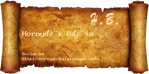 Hornyák Béla névjegykártya